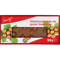 JEDEN TAG piena šokolādes tāfelīte ar vesaliem lazdu riekstiem 100g | Multum