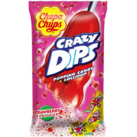 "Chupa Chups Crazy Dips" ledas ant pagaliuko su braškių skoniu 14g | Multum