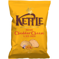 KETTLE Küpsetatud cheddar ja punase sibula kartulikrõpsud, 130g | Multum