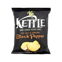 KETTLE jūros druska - juodųjų pipirų bulvių traškučiai 130 g | Multum