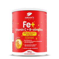 Nature's finest Iron + B-komplex+vitamin C. Augstas absorbcijas dzels glukonāta, C un B grupas vitmaīnu komplekss. Bez cukura. 150g | Multum