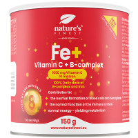 Nature's finest Iron + B-komplex+vitamin C. Augstas absorbcijas dzels glukonāta, C un B grupas vitmaīnu komplekss. Bez cukura. 150g | Multum