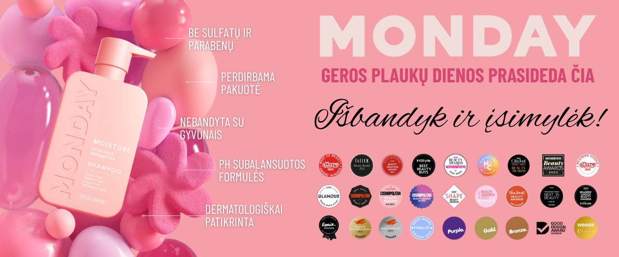 MULTUM, MONDAY HAIRCARE, šampūnai, kondicionieriai, plaukų kaukės, sausi šampūnai