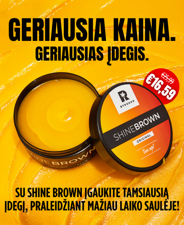 MULTUM, BYROKKO SHINE BROWN, kremai nuo saulės, aliejai nuo saulės, nuolaidos, akcijos