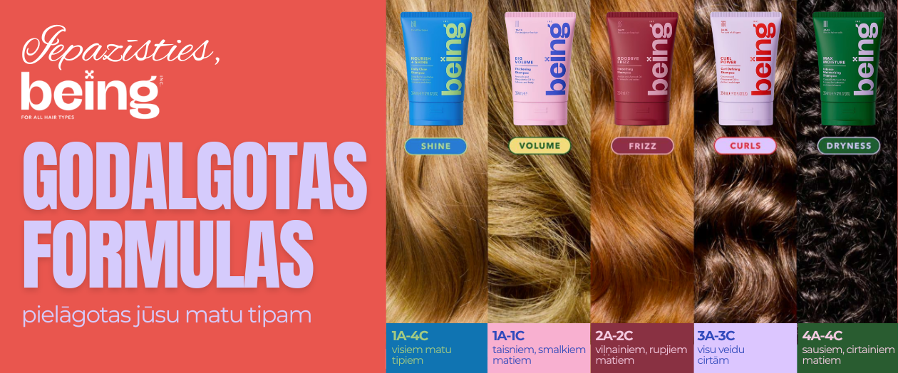 MULTUM, Being Haircare, šampūni, kondicionieri, sprogainiem matiem